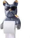 Tissue Roll Dispenser Cute Bulldog-Shaped Toilet Paper Holder, Creative Wall Mounted Towel Rack, No Need to Drill Holes, Gift (Color : Grey, Size : 24.5 * 17 * 13cm)