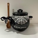 Rae – HOCUS POCUS Black Cauldron Canister with Broom Spoon | Ceramic Cauldron Kitchenware, Witch Pot, Candy Jar, Soup or Cookie Container | Spooky Witchy Home Décor Gift | HALLOWEEN – Dunn By Magenta