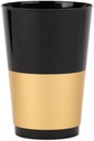[12 Oz - 10 pk Black-Gold] Black Plastic With Gold Band Goblets Wine Glasses BPA Free 12 Oz Disposable Elegant Drink Cups for Parties Wedding Receptions Reusable Tumblers for EZ CleanUp 10 Pack
