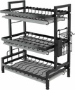 3 Tier Dish Drainer Rack Large Capacity Dish Drying Rack with Drip Tray, Dish Rack with Drain Plate and Dish Rack, for Kitchen Countertops 2 (1) (1)