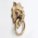 Door Knocker, Door Knockers for Front Door Brass, Lion Head Door Pull Handle Vintage Gate Knob with Large Round Ring, for Outdoor Fence Wood Door