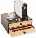 Navaris Bamboo Coffee Pod Drawer Organizer - Capsule Storage Holder Compatible with OriginalLine Capsules or Pods - 2 Drawers with Adjustable Dividers