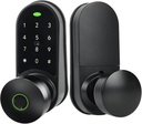 Cielsa Dawn Digital Keypad Fingerprint Door Knob Lock,Keyless Entry Electronic Code Door Lock,5-in-1 Unlocking Method Smart Locks for Front Door-Matte Black