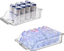 MOTUZP 2pcs Refrigerator Soda Can Organizer Clear Adjustable Width Soda Can Organizer Soda Can Dispenser Expandable Soda Can Dispenser for Beer Soda Seltzer Fridge Kitchen Pantry