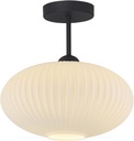 Large Milk Glass Ceiling Light Mid Century Modern Semi Flush Mount Ceiling Light Fixture Farmhouse Black Ceiling Lights for Closet Hallway Bathroom
