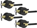 goldenwarm 4 Pack Black and Gold Closet Door Handle, Interior Door Handles, Passage Door Lever, Black and Gold Passage Door Handles Knob Lever for Hallway, Closet