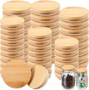 40 Pieces Bamboo Mason Jar Lids Storage Canning Jar Lids 20 Pcs Regular Mouth 20 Pcs Wide Mouth Reusable Wooden Mason Container Sealing for Home Kitchen Wedding, 2 Sizes