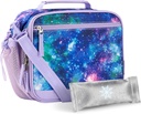 Choco Mocha Galaxy Lunch Box Kids Lunch Box for Girls Lunch Boxes for School Lunch Bag ice packs with Shoulder Strap for Toddler Preschool Kindergarten Purple
