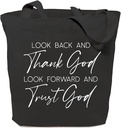 Canvas Tote Bag for Women Thank God and Trust God Christian Reusable Grocery Shoulder Shopping Bags Friends Gifts