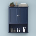 Bathroom Wall Cabinet Navy Blue Over Toilet Storage Cabinets 24x30 in Above Toilet Wood Medicine Cabinets Wall Mounted Bathroom Cabinet with 2 Door & Adjustable Shelf