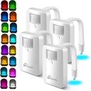 Motion Sensor Toilet Night Lights,16 LED Color Changing Inside Bowl for Kids Bathroom Decor Accessories, Cool Gadget and Gag Funny Gift for Dad, Men, AA Battery Operated, Pack of 4