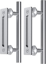 EaseLife 12" Stainless Steel Sliding Barn Door Handles and Pulls Flush Hardware Set, Double Sided, Brushed Finish, Easy Install, 2 Pack