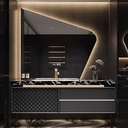 40 inch Bathroom Vanity with Sink - Modern Floating Bathroom Vanity with Smart Defog Mirror, Solid Wood Seamless Sink Cabinet with Motion Sensor Light & 2 Drawers