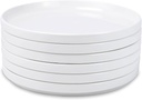 10 inch White Dinner Plates Set of 6, Ceramic Dinner Plates, Round Dessert Salad Plate, Porcelain Plate for Kitchen, Restaurant, Microwave, Oven & Dishwasher Safe, Scratch Resistant