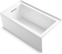 Kohler K-20202-LA Underscore 60" Soaking Bathtub for Three Wall Alcove Installation with Left Drain and 68 Gallon Water Capacity - White