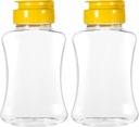 2 Pcs Honey Bottles Honey Container Plastic Honey Squeeze Bottles Honey Jars with Lids Honey Dispenser No Drip Empty Bottles for Ketchup Mustard Dressing Sauce Syrup Oil Epoxy, 180ml