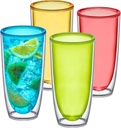 Amazing Abby - Andes - 20-Ounce Insulated Plastic Tumblers (Set of 4), Double-Wall Plastic Drinking Glasses, Mixed-Color Reusable Cups, BPA-Free, Shatter-Proof, Dishwasher-Safe