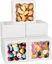 HONGFAPK Bakery Boxes with Window 50pcs 6x6x3 Inches, Cookie Boxes, Mini Cake Box, Pastry Boxes, Dessert Box, Treat Boxes for Chocolate Covered Strawberries, Cupcakes, Donuts, Small Pie.