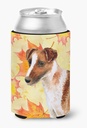 Caroline's Treasures BB9908CC Smooth Fox Terrier Fall Can or Bottle Hugger, Yellow Cooler Washable Drink Sleeve Collapsible Beverage Insulated Holder, Can Hugger, Multicolor
