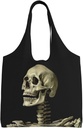 A Skeleton Canvas Tote Bag Reusable Grocery Bags Shopping Bags Large Canvas Bags with Handles