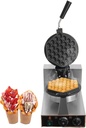 Commercial Waffle Maker Egg Bubble Waffle Maker Machine, Non Stick Hong Kong Bubble Waffle Iron 1300W Electric Stainless Steel Cone Baker for Food Carts, Snack Food and Dessert Shops