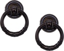 2 PCS Antique Cabinet Rings Pulls,Retro Drawer Handle Knob Vintage Ring Pull Knob Handle for Cupboard Dresser Door Drawer
