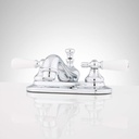 Signature Hardware 338783 Teapot Centerset Bathroom Faucet with Small Porcelain Lever Handles and Pop-Up Drain Assembly