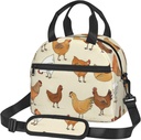 KHiry Insulated Lunch Bags for Women Chicken Pattern Reusable Lunch Boxes Waterproof Tote Bag Lunch Cooler Bag for Work