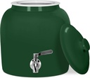 Geo Sports Porcelain Ceramic Crock Water Dispenser, Stainless Steel Faucet, Valve and Lid Included. Fits 3 to 5 Gallon Jugs. (Solid Green)