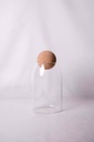 1 pc (Small) Clear Glass Storage Jar with Cork Ball Lid, Clear Glass Container with Lid for Sugar, Candy, Cookie, Swabs, Flower, Coffee Beans, Pasta, Rice