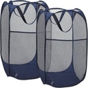 2 Laundry Baskets, pop-up Laundry Baskets, Foldable mesh Laundry Baskets (Each with 2 Reinforced Handles, Blue
