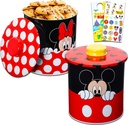 Disney Mickey and Minnie Cookie Jar Set - Bundle with 2 Mickey Mouse and Minnie Mouse Tin Canister Jars with Lids for Snacks, Cookies, Bathroom Essentials, More Plus Stickers Kitchen Accessories
