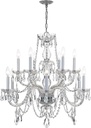 Traditional Crystal 12 Light Hand Cut Crystal Polished Chrome Chandelier