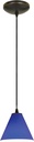 Martini Glass Pendant - Cord - Oil Rubbed Bronze Finish - Cobalt Glass Shade