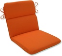Pillow Perfect Pompeii Solid Indoor/Outdoor One Piece Chair Cushion Deep Seat, Weather and Fade Resistant, Round Corner - 40.5" x 21", Orange