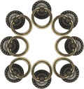 Murtenze 12 Pieces Antique Bronze Drawer Ring Pulls, Vintage Decorative Handles, Single Hole Knobs with Screws for Furniture Cabinet Cupboard Dresser Wooden Case Box