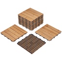 Yaheetech 11pcs Patio Deck Tiles 12 x 12in Interlocking Wood Floor Tiles Indoor & Outdoor for Patio Garden Deck Poolside, Natural Wood