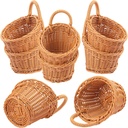 8 Pack 5.5 x 4.3 inch Woven Hanging Fruit Basket, Wall Hanging Wicker Baskets, Wall fruit Wicker Basket for Kitchen, Planter, Vegetable & Fruit, Boho Home Decor