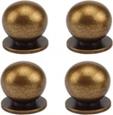 RZDEAL 4Pcs 1-1/8 Inch Round Solid Brass Pulls Antique Brass Cabinet Drawer Knobs Handles Modern Kitchen Handles Knobs