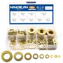 NINDEJIN 315 Pieces Brass Washer Assortment Kit Metric Flat Washers 9 Sizes Assorted Set for Screws M2 M2.5 M3 M4 M5 M6 M8 M10 M12 Gasket for Bolt Fasteners