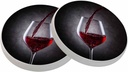 Red Wine Style Coasters for Drinks Goblet Design Absorbent Ceramic Drink Coaster for Coffee Wooden Table Home Decor Set of 2