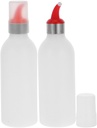 UPKOCH 16oz Sauce Bottles 2-Pack, PP Body & T P R Nozzle Squeeze Dispenser, Dishwasher-Safe Condiment Bottles for Oil/Ketchup/Dressing, Kitchen Tools (Mixed Colors)