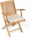 TeakCraft Teak Folding Arm Chair with Cushion - Single Arm Chair- Fully Assembled - Solid Wooden Outdoor, Indoor- Wood Dining Room, Kitchen, Patio, Bistro Chairs, The Era