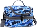 Lunch Bag for Boys,ChaseChic Insulated Lightweight Lunch Boxes for Kids Girls Dual Compartment Lunch Organizer Leak-Proof Cooler Bag with Detachable Adjustable Shoulder Strap,Blue Camo