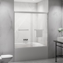 Bathroom Glass Door, Brushed Nickel Shower Sliding Door with 6mm Tempered Safety Glass, Frameless Shower Enclosure for Walk in Shower