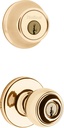 Kwikset 690 Polo Entry Knob and Single Cylinder Deadbolt Combo Pack in Polished Brass