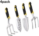 ZEERKEER Garden Tool Set, 4 Piece Aluminum Heavy Duty Garden Hand Tools Include Trowel, Cultivator, Transplanter and Weeding Fork with Ergonomic Handles for Men and Women