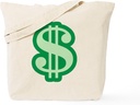 CafePress Dollar Sign Tote Bag Reusable Natural Beige Canvas Shopping Bag