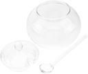 Angoily Honey Pot 2pcs Glass Jars with Kitchen Seasonning Box Condiment Pots Oil Bottle Honey Jar Dispenser Clear Bath Salt Storage Container for Sugar Pepper Coffee Syrup Dispenser