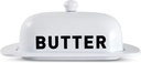 Metal Storage Canisters and Containers for Home and Kitchen Organization, Function, and Decor (White Butter Dish)